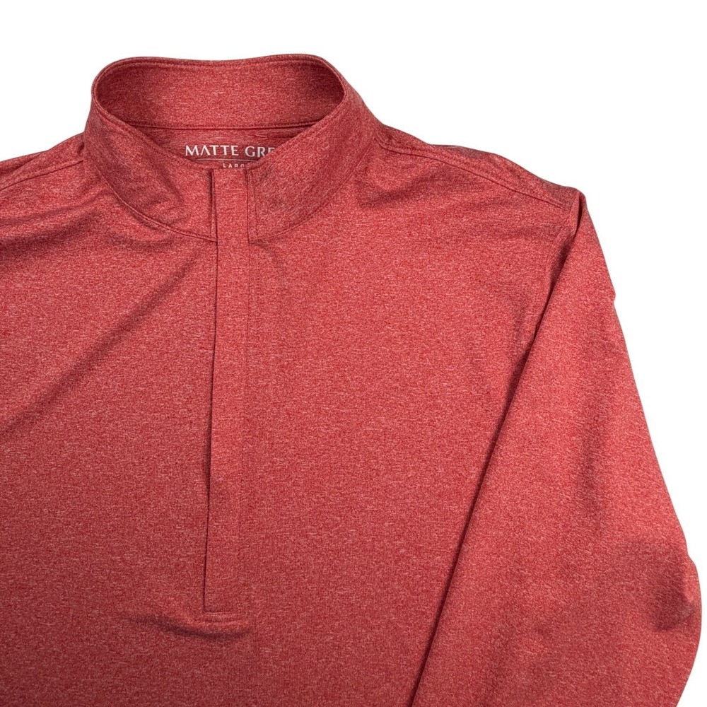 Matte Grey Mens Red Heather Quarter Zip Golf Pullover Sweater Large